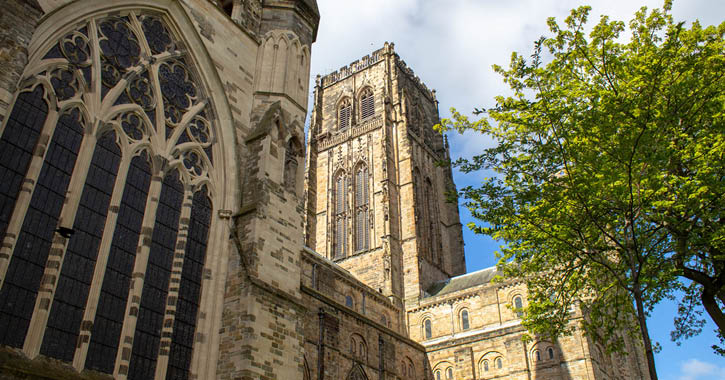 Durham Cathedral exterior in sunshine 